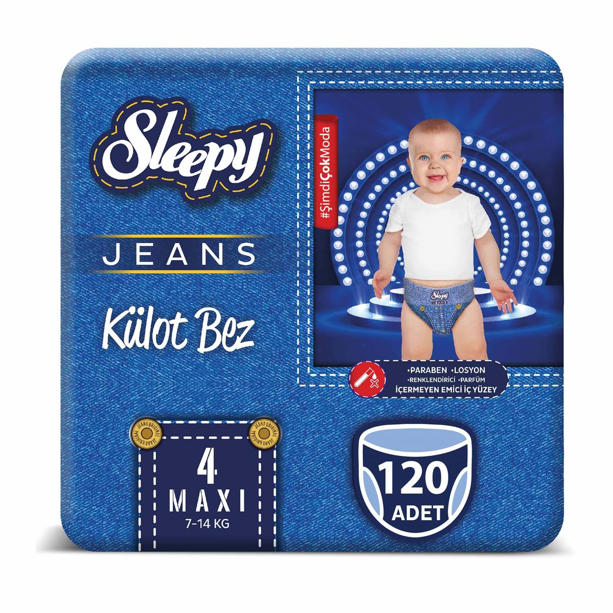 Sleepy Jeans KÜLOT Bez 4 Numara Maxi 4’lü Jumbo 120 Adet 