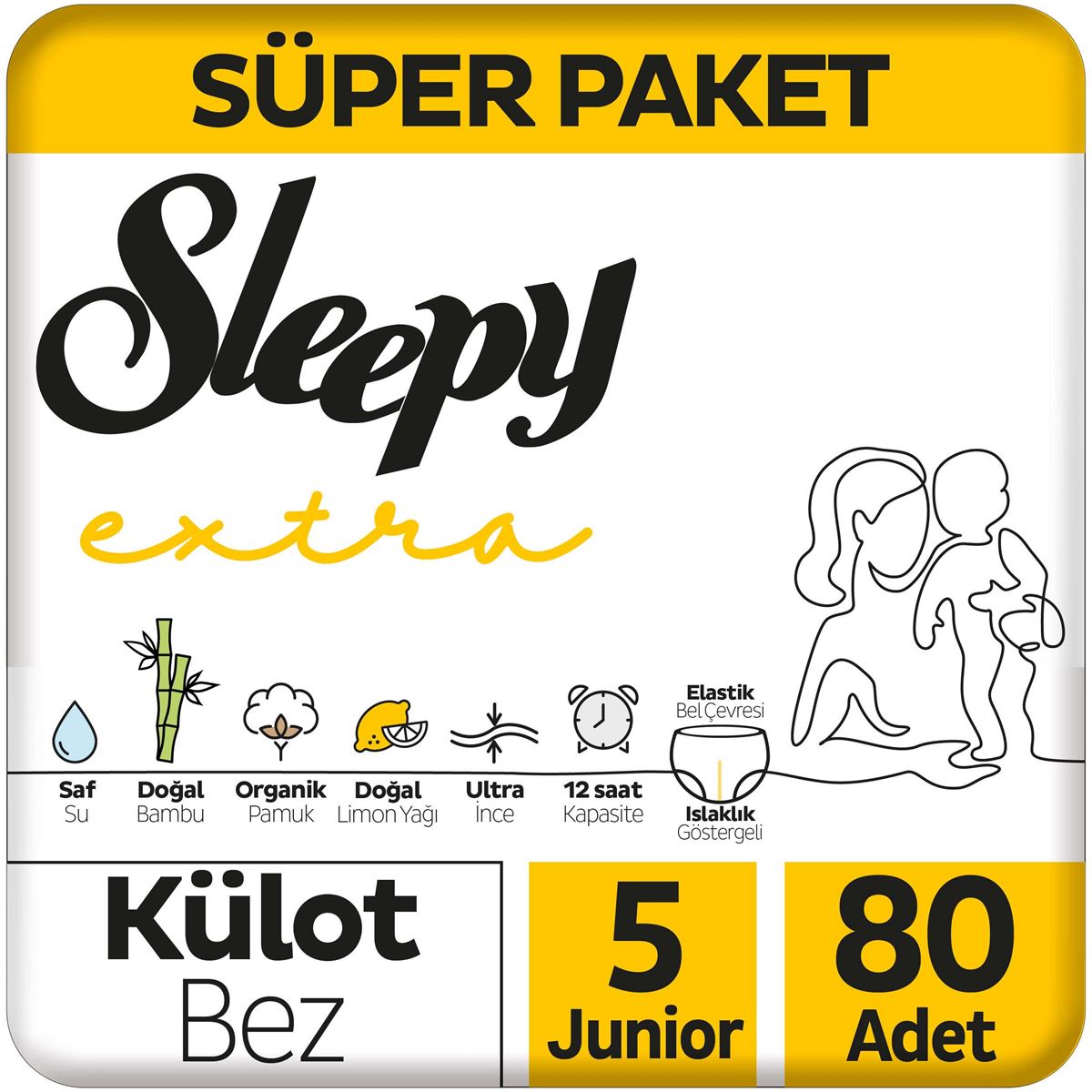 Sleepy Extra Günlük Aktivite Süper Paket Külot Bez 5 Numara Junior 80 Adet