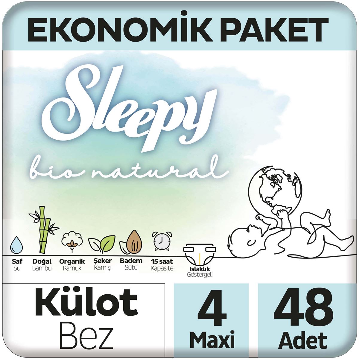 Sleepy Bio Natural Ekonomik Paket Külot Bez 4 Numara Maxi 48 Adet