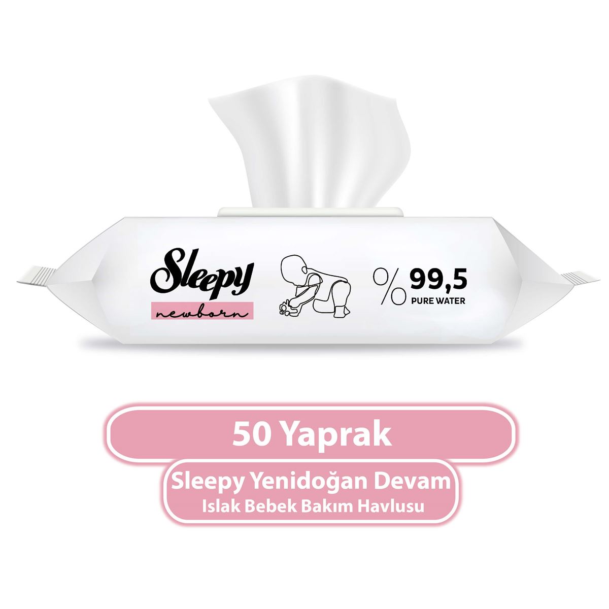Sleepy Yenidoğan Devam Islak Bebek Bakım Havlusu 50 Yaprak