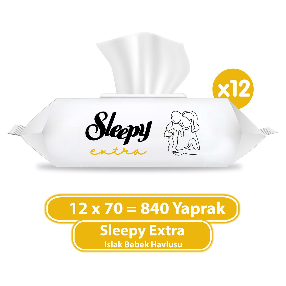 Sleepy Extra Islak Bebek Havlusu 12x70 (840 Yaprak)