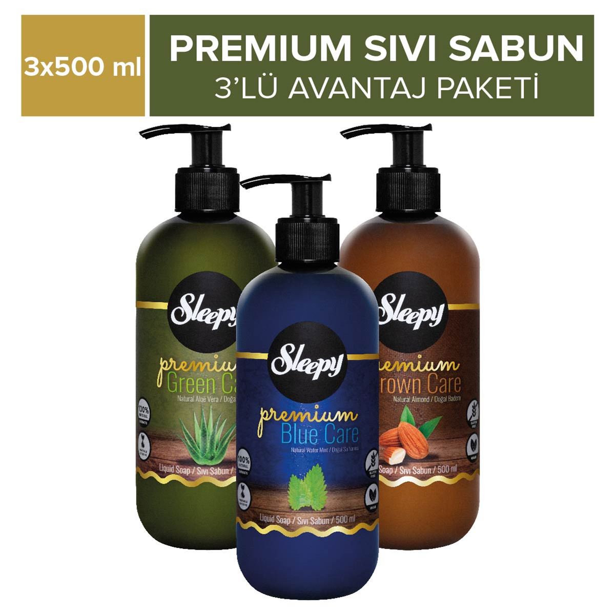 Sleepy Premium Sıvı Sabun 3’lü Avantaj Paketi 3x500 ml