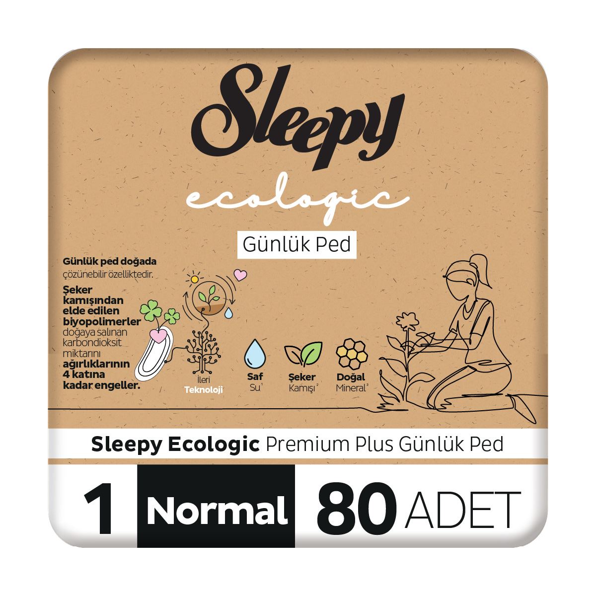 Sleepy Ecologic Premium Plus Günlük Ped Normal 80 Adet Ped