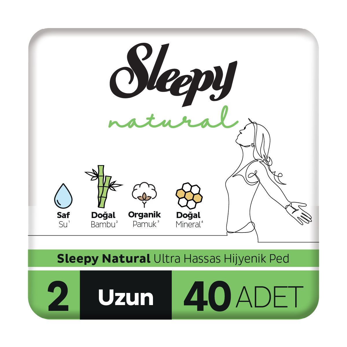 Sleepy Natural Ultra Hassas Hijyenik Ped Uzun 40 Adet Ped