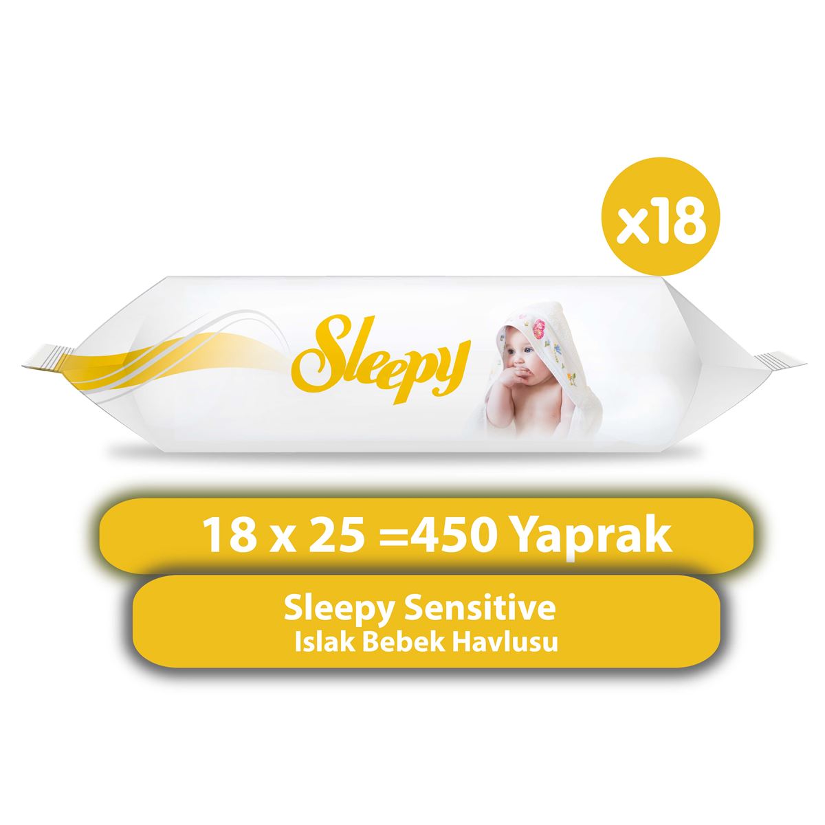 Sleepy Sensitive Islak Bebek Havlusu 18x25 (450 Yaprak)