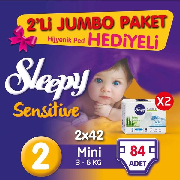 z2'li Jumbo Sleepy Sensitive Pepee Mini 2 Numara Bebek Bezi
