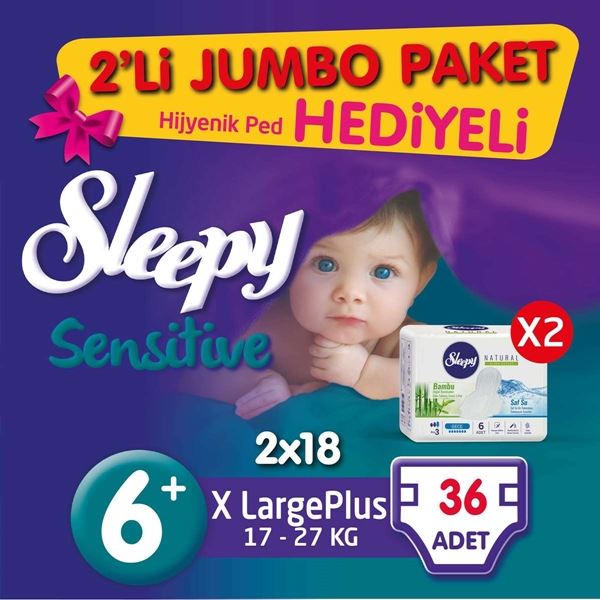 z2'li Jumbo Sleepy Sensitive Pepee Xlarge Plus 6+ Numara Bebek Bezi
