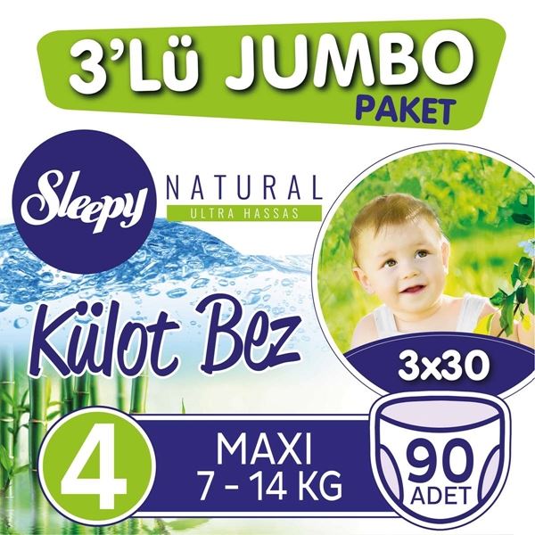 3'lü Jumbo Sleepy Natural Külot Bez 4 Numara Maxi