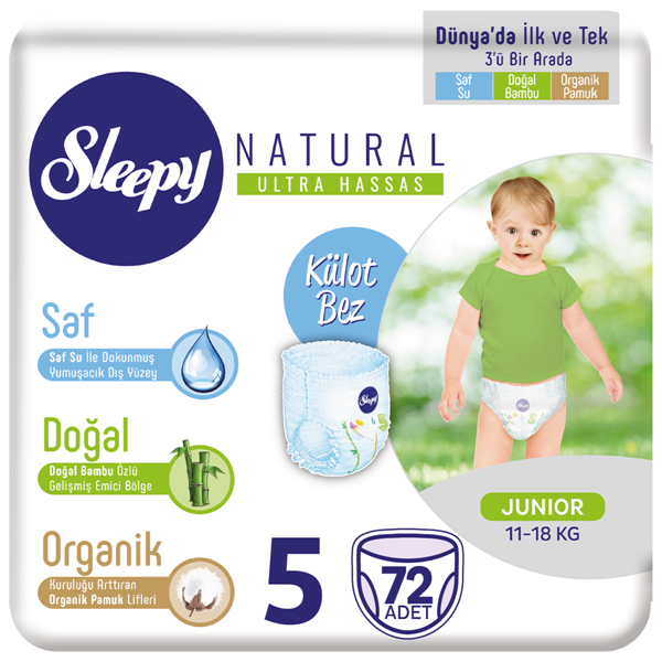 Sleepy Natural KÜLOT Bez 5 Numara Junior 72 Adet