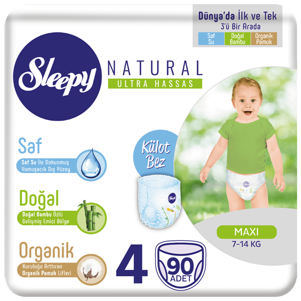 Sleepy Natural KÜLOT Bez 4 Numara Maxi 90 Adet