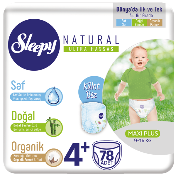 Sleepy Natural KÜLOT Bez 4+ Numara Maxi Plus 78 Adet