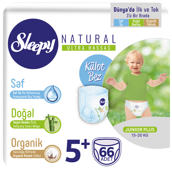 Sleepy Natural KÜLOT Bez 5+ Numara Junior Plus 66 Adet