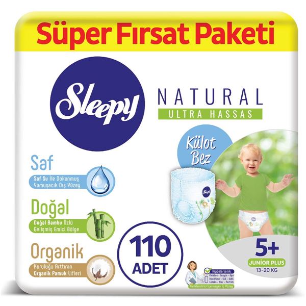 Sleepy Natural KÜLOT Bez 5+ Numara Junior Plus Süper Fırsat Paketi 110 Adet