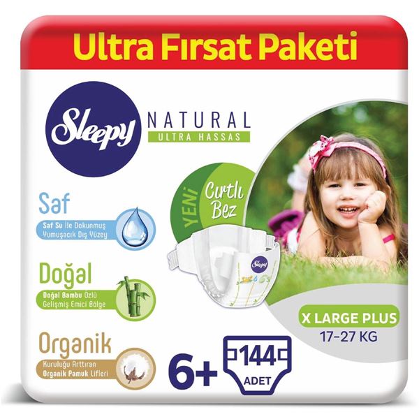 Sleepy Natural Bebek Bezi 6+ Numara Xlarge Plus Ultra Fırsat Paketi 144 Adet
