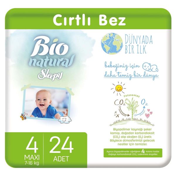 Sleepy Bio Natural Bebek Bezi 4 Numara Maxi 24 Adet