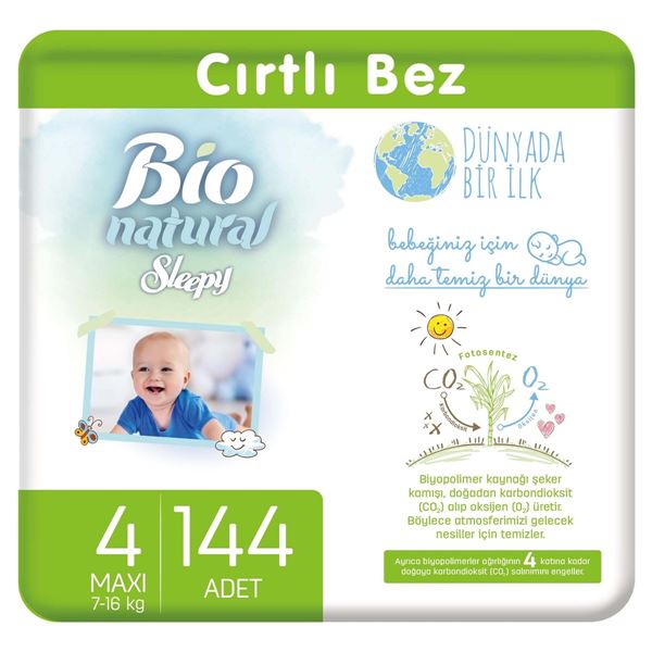 Sleepy Bio Natural Bebek Bezi 4 Numara Maxi 144 Adet 