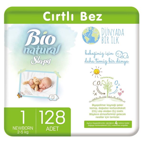 Sleepy Bio Natural Bebek Bezi 1 Numara Yenidoğan 128 Adet
