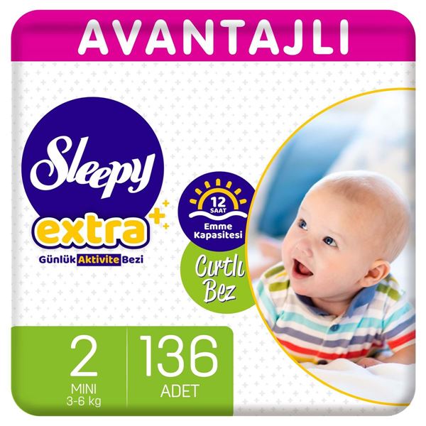 Sleepy Extra Avantajlı Bebek Bezi 2 Numara Mini 136 Adet