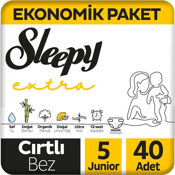 Sleepy Extra Günlük Aktivite Ekonomik Paket Bebek Bezi 5 Numara Junior 40 Adet
