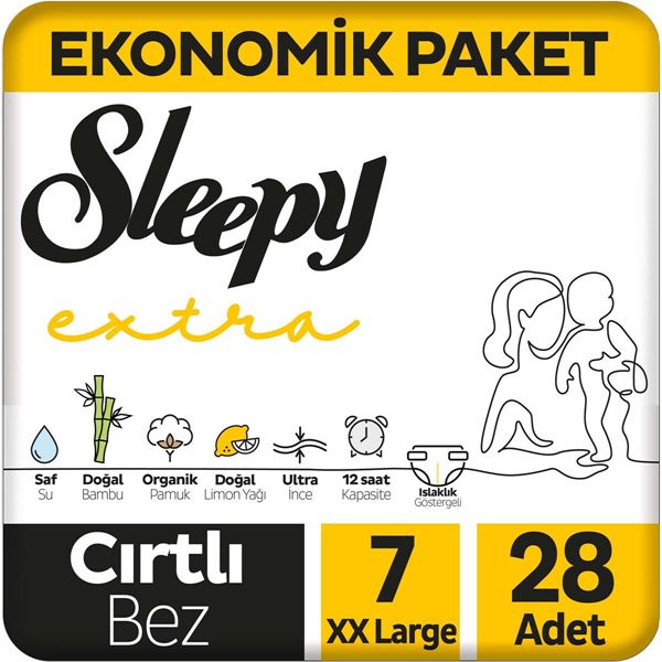Sleepy Extra Günlük Aktivite Ekonomik Paket Bebek Bezi 7 Numara Xxlarge 28 Adet