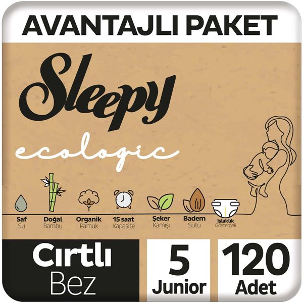Sleepy Ecologic Avantajlı Paket Bebek Bezi 5 Numara Junior 120 Adet