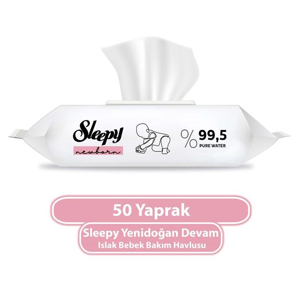 Sleepy Yenidoğan Devam Islak Bebek Bakım Havlusu 50 Yaprak