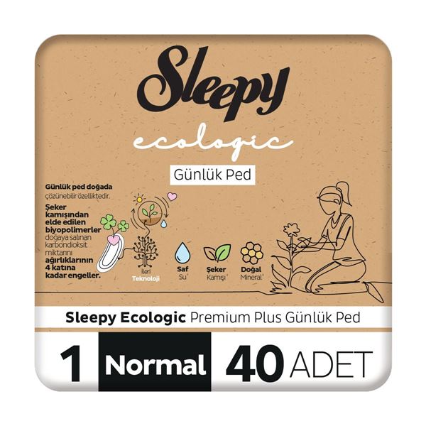 Sleepy Ecologic Premium Plus Günlük Ped Normal 40 Adet Ped