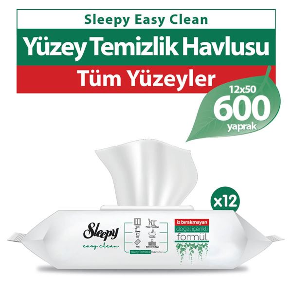 Sleepy Easy Clean Yüzey Temizlik Havlusu 12x50 (600 Yaprak)