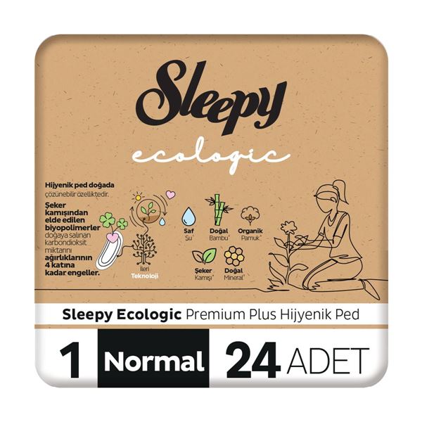 Sleepy Ecologic Premium Plus Hijyenik Ped Normal 24 Adet Ped