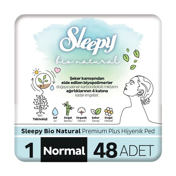 Sleepy Bio Natural Premium Plus Hijyenik Ped Normal 48 Adet Ped