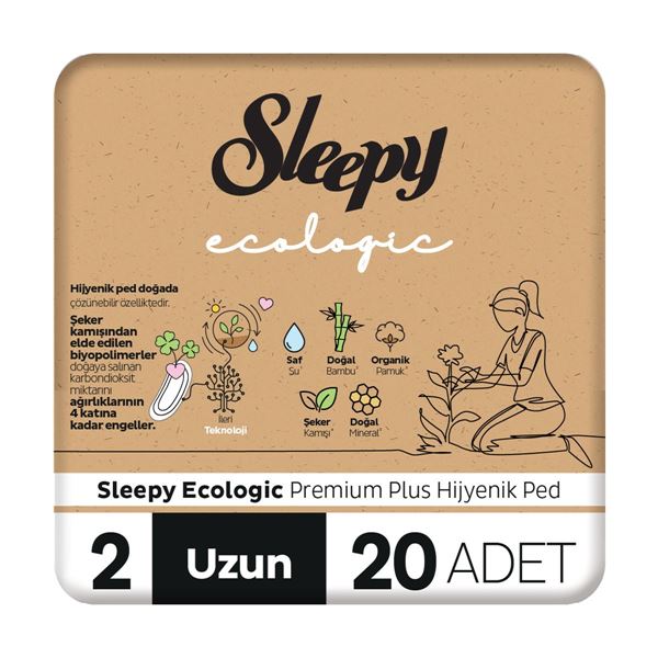 Sleepy Ecologic Premium Plus Hijyenik Ped Uzun 20 Adet Ped
