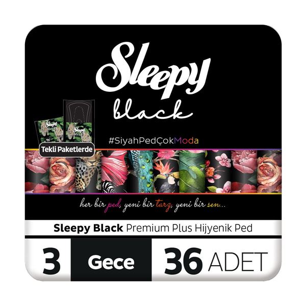 Sleepy Black Premium Plus Hijyenik Ped Gece 36 Adet Ped