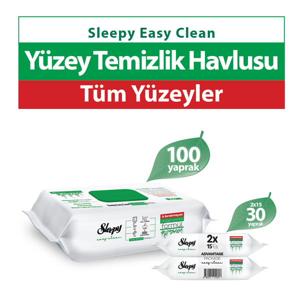 Sleepy Easy Clean Yüzey Temizlik Havlusu 100+2x15 (130 Yaprak)