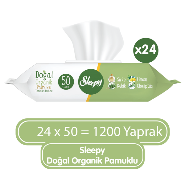 Sleepy Doğal Organik Pamuklu Temizlik Havlusu 24X50