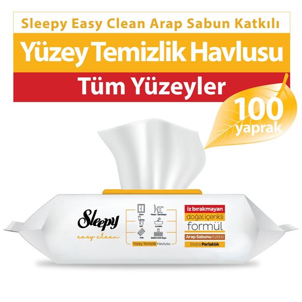 Sleepy Easy Clean Arap Sabunu Katkılı Yüzey Temizlik Havlusu 100 Yaprak
