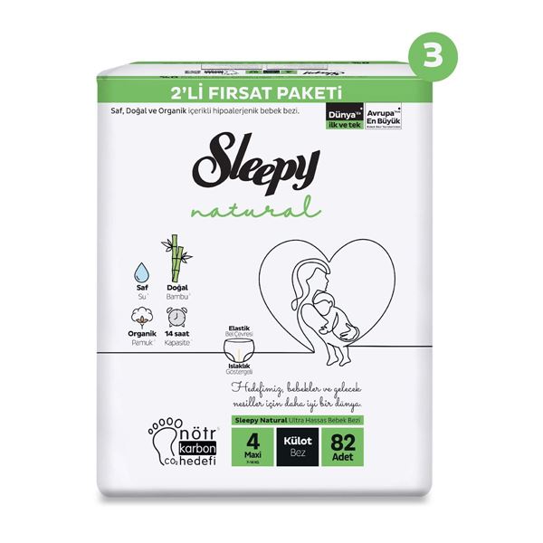 Sleepy Natural 2'li Süper Fırsat Paketi Külot Bez 4 Numara Maxi 246 Adet