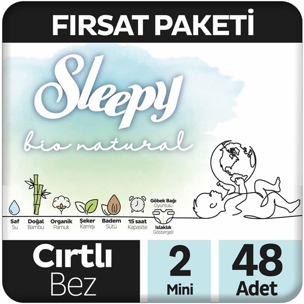 Sleepy Bio Natural Fırsat Paketi Bebek Bezi 2 Numara Mini 48 Adet