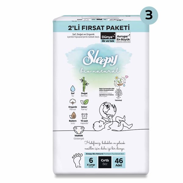 Sleepy Bio Natural 2'li Süper Fırsat Paketi Bebek Bezi 6 Numara Xlarge 138 Adet