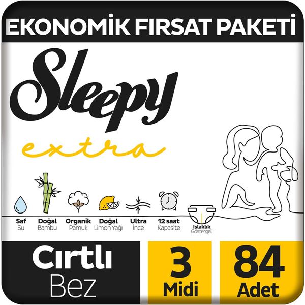 Sleepy Extra Günlük Aktivite Ekonomik Fırsat Paketi Bebek Bezi 3 Numara Midi 84 Adet