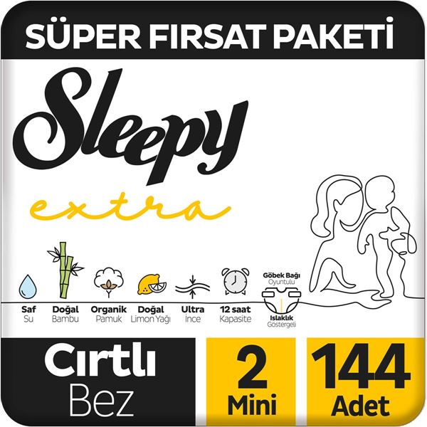Sleepy Extra Günlük Aktivite Süper Fırsat Paketi Bebek Bezi 2 Numara Mini 144 Adet