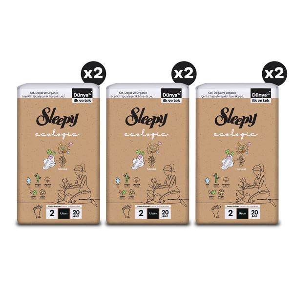 Sleepy Ecologic Premium Plus Hijyenik Ped Mega Fırsat Paketi Uzun 120 Adet