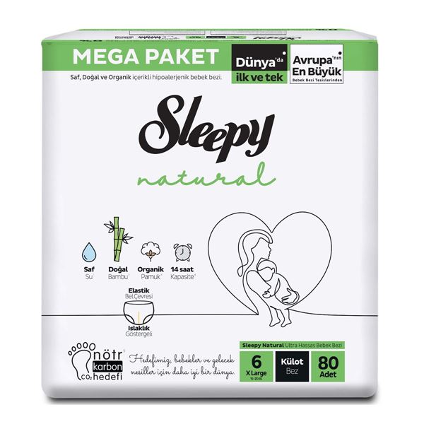 Sleepy Natural Külot Bez 6 Numara Xlarge Mega Fırsat Paketi 80 Adet